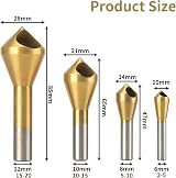 GIONAR 4pcs HSS Countersink Drill Bit Set Titanium Coated Metal Wood Chamfer view 2