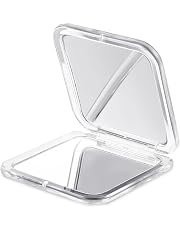 Miroir De Poche Pliable 9x8 Cm - Noir Et Blanc, Avec Effet Grossissement, Neuf