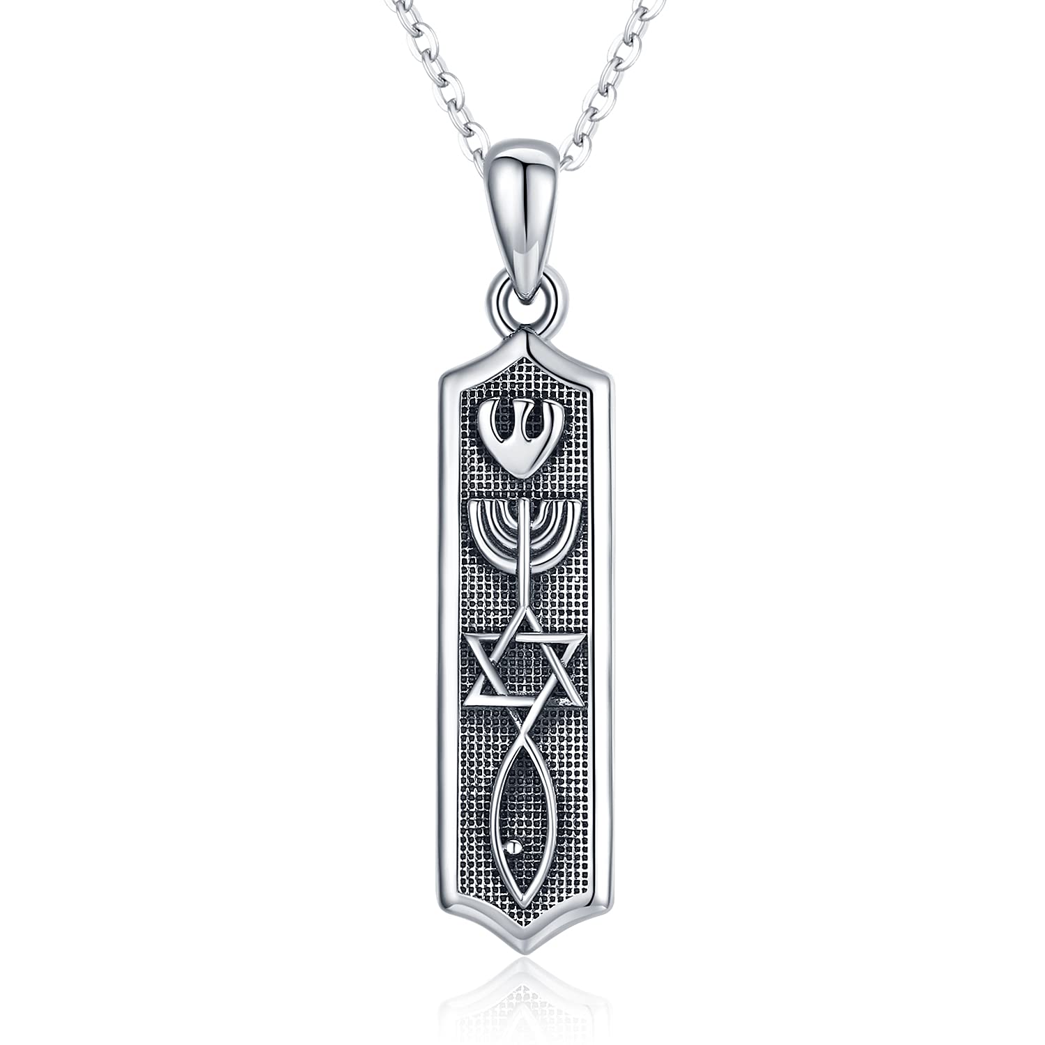 Midir&Etain Mezuzah Necklace Sterling Silver Messianic Seal Mezuzah Jewish Pendant Necklace Protection Spiritual Jewellery Gifts for Women Men โ image 1