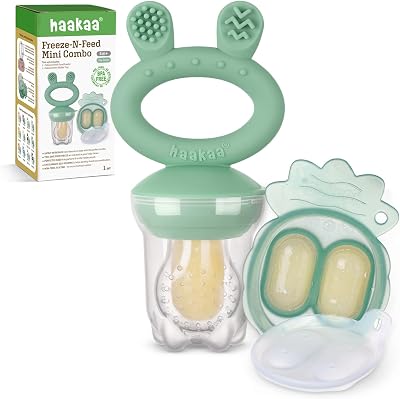Haakaa Baby Food Feeder & Mini Freezer Nibble Tray Pea Green