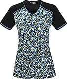 Runway By Cherokee Women's V-Neck Abstract Print Scrub Top