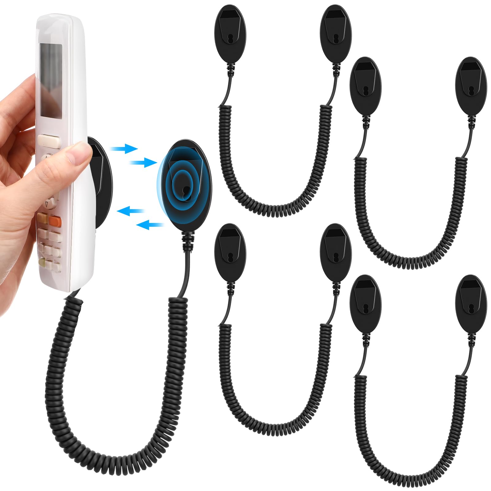 Photo 1 of Chapou 4 Pack 43 Inch Magnetic Remotes Control Holder with Spring Ropes Retractable Cord Remote Holder Wall Mount Anti-Loss Remote Control Leash Wall Mount for Projector TV Fan Couch, Bedside Table
