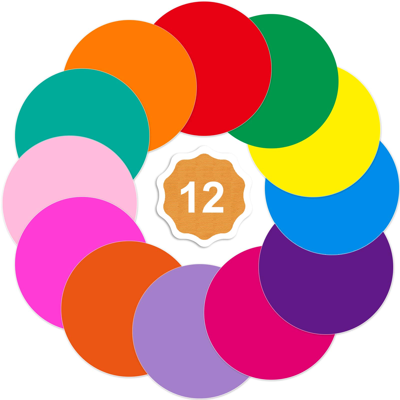 Qpout 12 Pieces Dry Erase Circles, Dry Erase Table Spots Removable Vinyl Dots Stickers Colorful Wall Decal White Board Marker Classroom Table Spots for home office School Decorations(11.8 Inch)