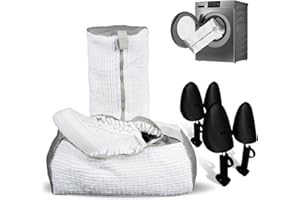 SHOE DADDY Shoe Washing Machine Bag - 2Pcs Reusable Durable Sneaker Washing Bags, 360° Deep Clean, Zippered Laundry Bag for Washing Machine, Adjustable 2 Pair Shoe Trees, Fits All Shoe Types & Sizes (White)