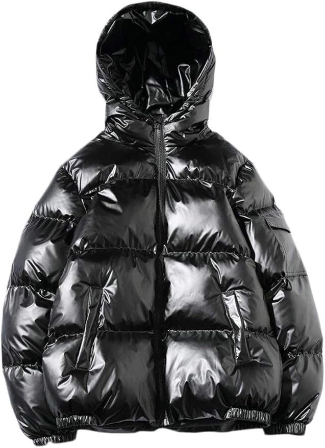 YIhujiuben Chamarra con Capucha para Hombre (Acolchada, metálica