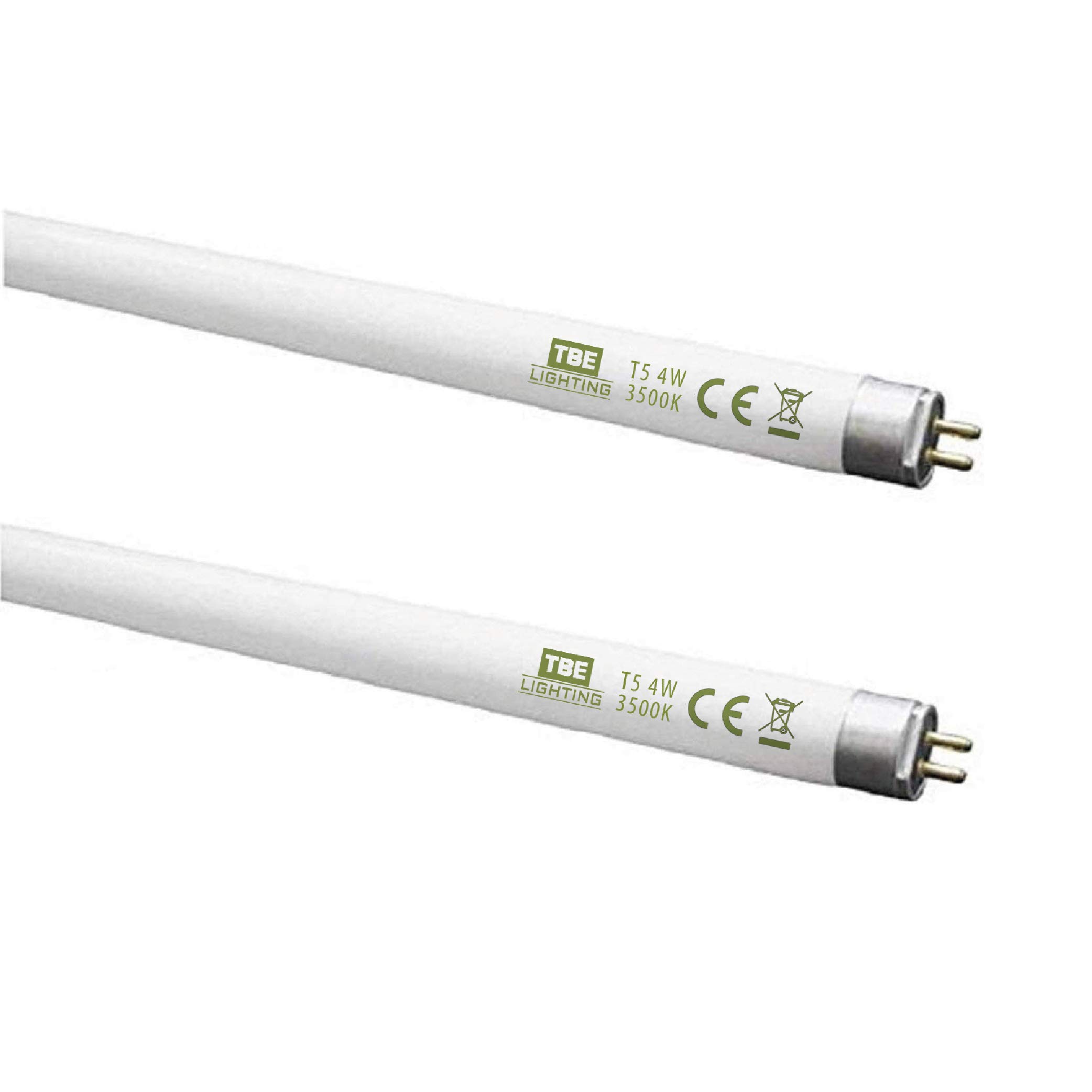 TBE LIGHTING T5 4w Fluorescent Tube Lamps 136mm / 6''- CFL Bulbs - G5 2-Pin Base Fittings - T5 High Efficiency Lamps, Cool White 3500K (2-Pack)