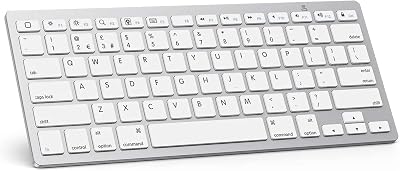 OMOTON Bluetooth Keyboard for iOS UK QWERTY Silver, iPad Pro/Air/Mini, 10m