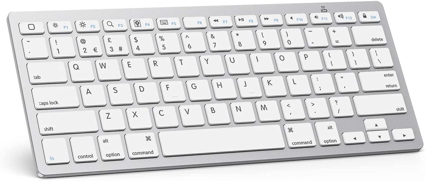 OMOTON Bluetooth Wireless Keyboard for iOS Compatible with iPad Pro/Air/Mini, iPhone and More, UK QWERTY Keyboard Layout, Silver