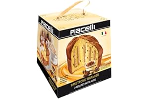 PIACELLI Authentic Italian Panettone Filled with Rich Tiramisu Cream - Classic Panettone Directly Imported from Italy - Luxurious Holiday Cake Ideal for Christmas, & Special Celebrations - 750g