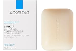 La Roche-Posay Lipid-Enriched Cleansing Bar, Lipikar Surgras Cleanser Bar Soap for Dry Skin with Niacinamide & Shea Butter, 1