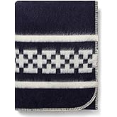 Inca Wall - Thick Alpaca Wool Blanket Heavyweight Camping Outdoors Indoors Soft Peru Twin Size Ethnic Design (Navy Blue/Ivory, Twin Size)