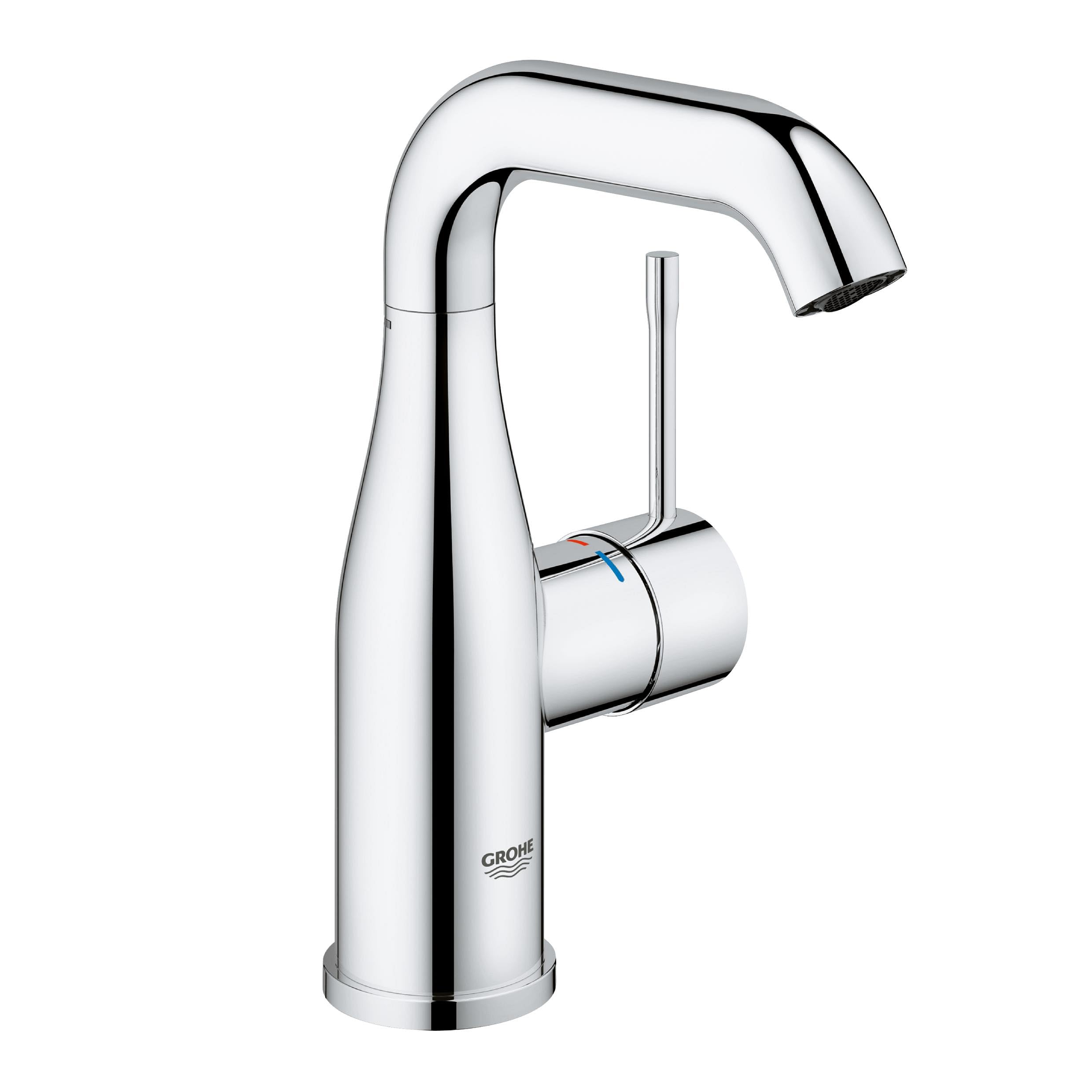 GROHE Essence Smooth Body Basin Mixer Tap (M-Size 193 mm, 360° Adjustable Swivel Range, 28 mm Ceramic Cartridge), Chrome, 23463001