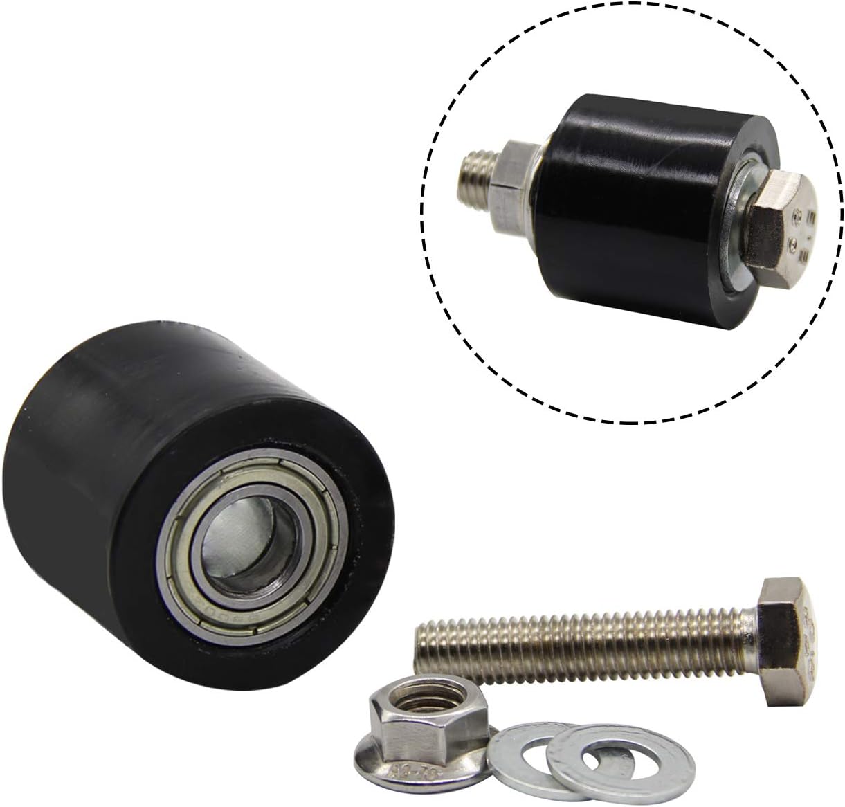 10MM Drive Chain Pulley Roller Slider Tensioner Black 32X28mm Wheel