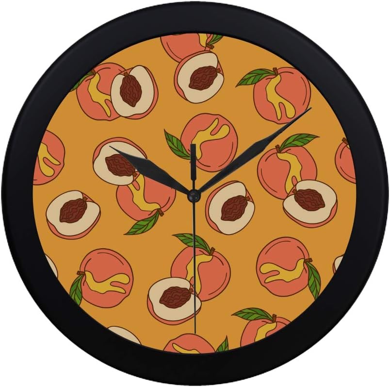 Chawzie Modern Simple Peach Fruits Little Sweet Wall Clock Indoor Movement Wall Clcok for Office,Bathroom,livingroom Decorative 9.65 Inch