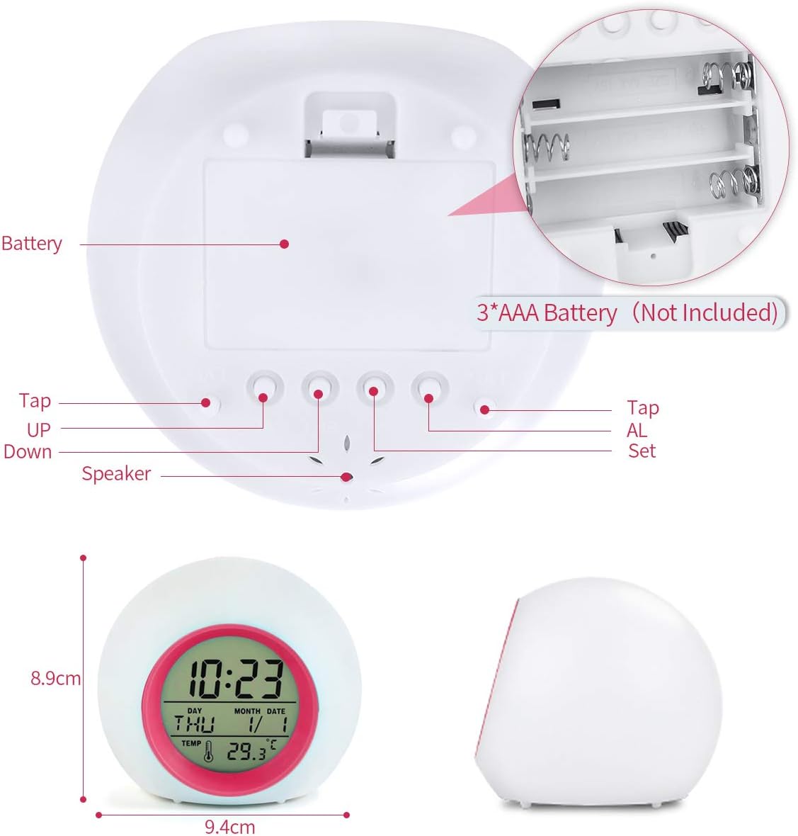 Jeteven Reloj Despertador Digital, Reloj Despertador para Niños ...