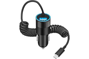 【MFi Certified】iPhone Car Charger Fast Charging, KYOHAYA 4.8A Dual USB Power Cigarette Lighter Car Charger Adapter with 6FT Coiled Lightning Cable for iPhone 14 13 12 11 Pro XS Max Mini XR X 8 SE iPad