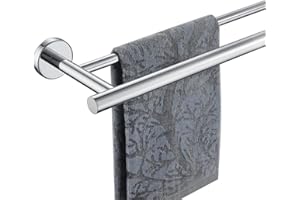 JQK Chrome Towel Bar, 24 Inch 304 Stainless Steel Thicken 0.8mm Double Bath Towel Rack for Bathroom, Towel Holder Polished Chrome Wall Mount, Total Length 27.16 Inch, TB100L24-CH