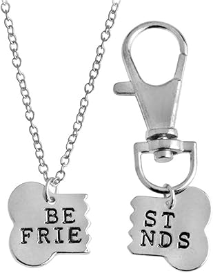Amazon Com Kebaner Bones Keychain Bff Friendship Dog Lover Gift Dog Bone Shaped Best Friends Charm Necklace 2pcs Set Jewelry