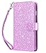 iPhone 8 Plus Case,iPhone 7 Plus Case,Dailylux iPhone 7 Plus Wallet Case PU Leather+TPU inner shell Flip Case With 9 Card Slot Luxury Bling Cover for iPhone 8 Plus/7 Plus 5.5inch-Glitter Purple