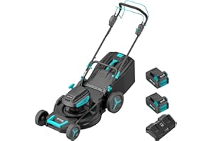 MightyMow 40V 21 inch Self-Propelled Lawn Mower Cordless, 3-in-1 Brushless Electric Lawn Mower with 6-Position Cutting Height Adjustment, 2 * 8.0Ah Battery & Dual Charger Included