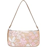 Verdusa Women's Beaded Floral Square Sequin Bag Top Handle Underarm Shoulder Handbags