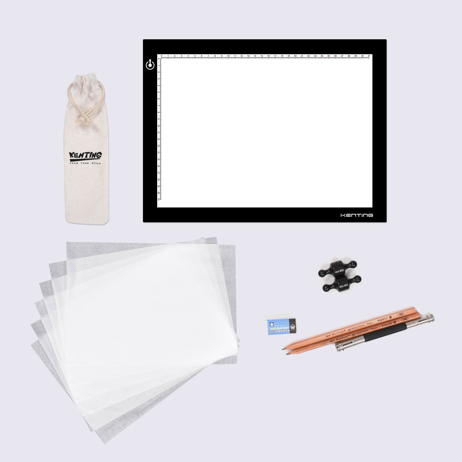 Kenting Magnetic K4M Portable LED Tracing Light Pad Light Box Light Table USB Powered Drawing Board Tattoo Pad for Animation, Sketching, Designing, Stenciling X-Ray Viewing …