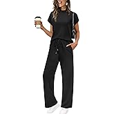 XIEERDUO Women's Side Slit Lounge Sets 2 Piece Travel Outfits Wide Leg Loungewear Fashion Mock Neck Tracksuits S-3XL