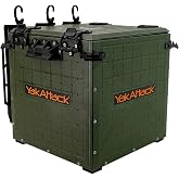 YakAttack BlackPak Pro Kayak Fishing Crate - Ranger Green | 13" x 13" Riggable Kayak Gear Storage System with Hinged Lid, GridLoc Mount Panels &amp; 3 TetherTube Rod Holders | Lightweight Tankwell Crate