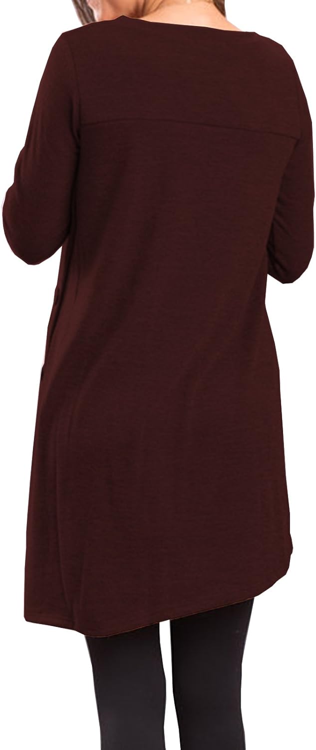 iGENJUN Women's Long Sleeve Scoop Neck Button Side Sweater Tunic Dress at  Women’s Clothing store