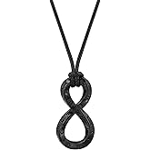 HAQUIL Viking Runes Necklace, Black Plated Stainless Steel Norse Runic Infinity Talisman Pendant, Faux Leather Cord, Viking Jewelry Gift