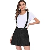 Allegra K Women's Denim Skirt Overall Adjustable Strap Braces Mini Suspender Washed Jean Skirts