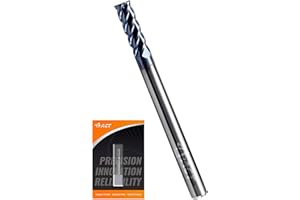 A ACT ACCU-CUT ACCUCUT I4KES 1/8” Carbide Square End Mill - 4 Flute Milling Bit for Steel, Forge Steel, Copper, Alloys & Materials < HRC 50-45 Degree Helix, AlTiN Coating CNC Router Bit