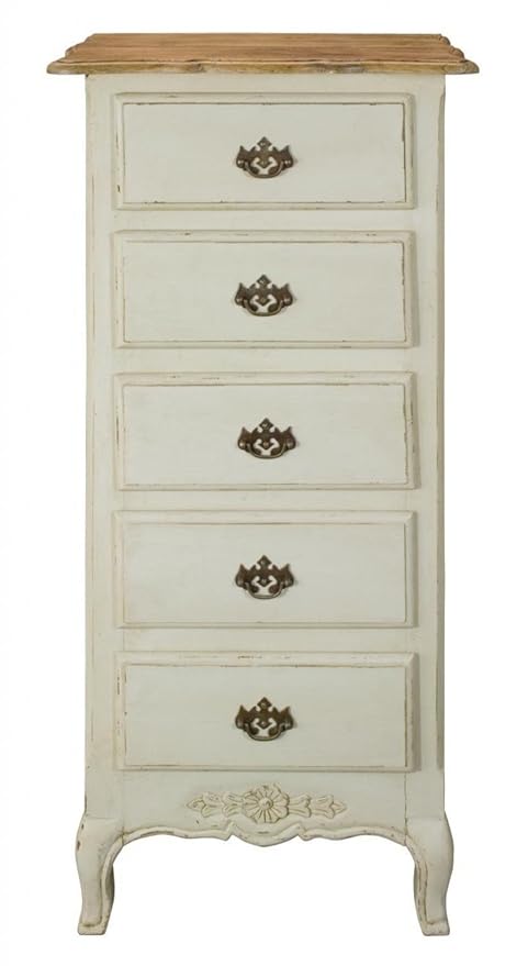Etienne Country French Cream Five Drawer Wellington Tallboy Chest