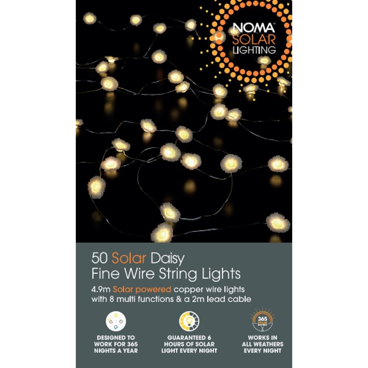 Noma Solar Fine Wire Lights, 50 Warm White Daisy LED's — image 1