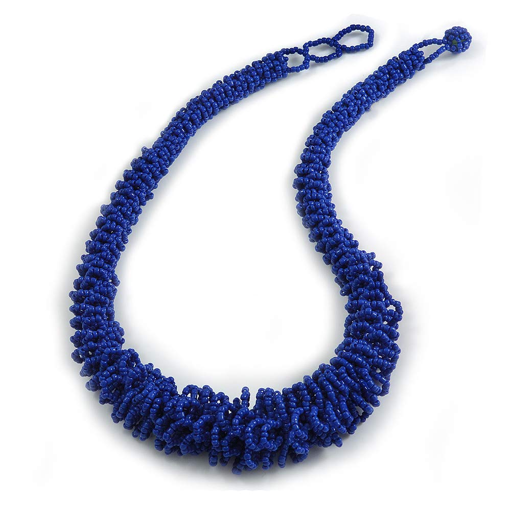 Avalaya Inky Blue Glass Bead Chunky Necklace/ 60cm L