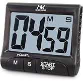 HOME MOST 3" Large Display Kitchen Timer - Digital Timer Magnetic Back Loud Alarm On A Rope- Black Cooking Timers For Kitchen Teachers Students Games Kids Meetings -Sports Timers For Workouts Exercise