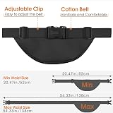 SUPHOSMT 4 Pockets Black Bum Bag Large Waist Fanny Pack Waterproof for iPad Mini view 6