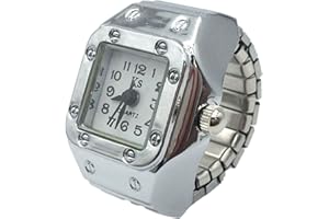 WASHRANP Rings for Women, Rings for Teen Girls Couple Watch Adjustable Rust-proof Alloy Stretchy Finger Quartz Watch Mens Rings for New Year Gift Valentine's Day Gift