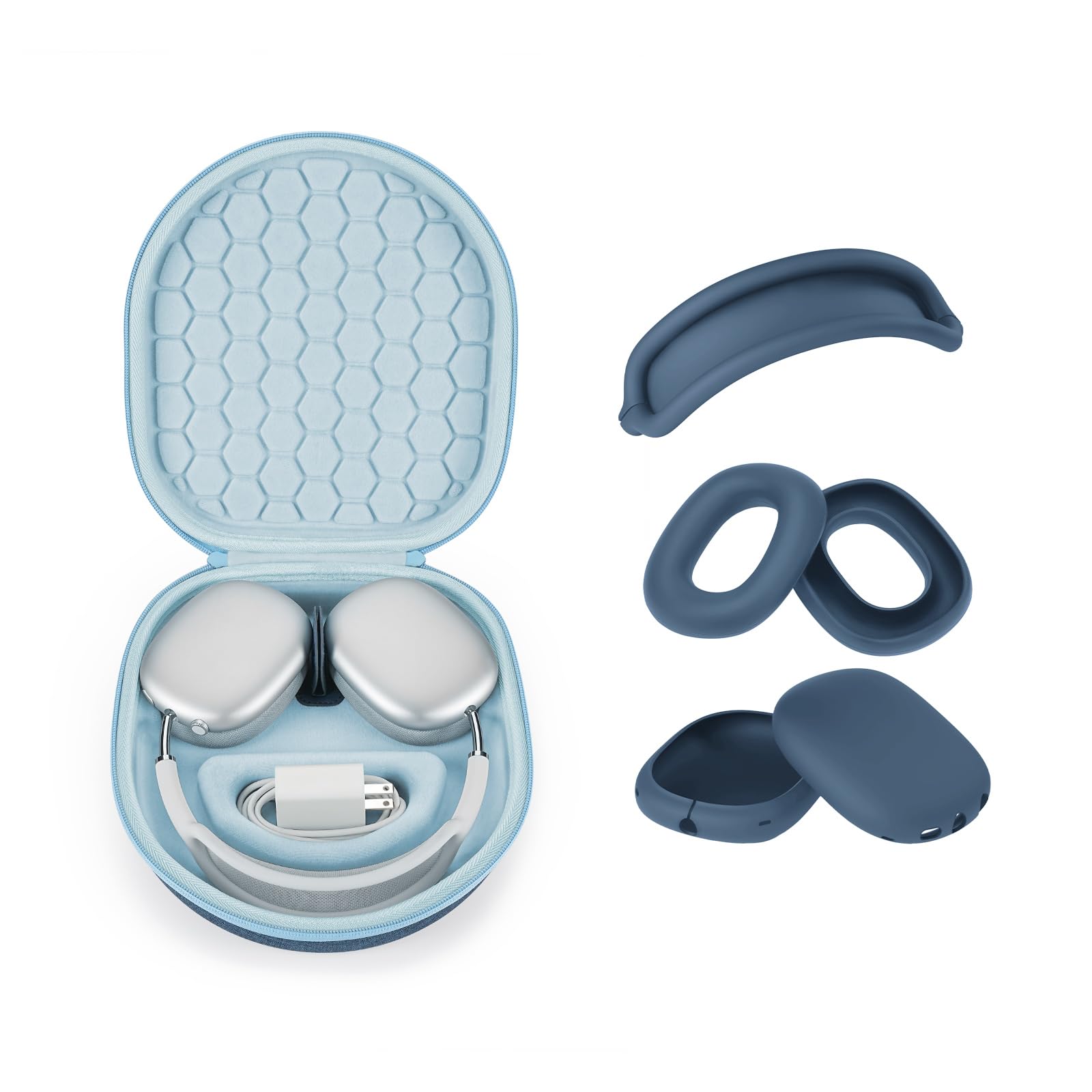 Photo 1 of Yinke Smart Case for AirPods Max Headphones - Supports Sleep Mode, with Silicone Earpad Cover and Headband Cover - Anti-Scratch Accessories, Portable Hard Organizer