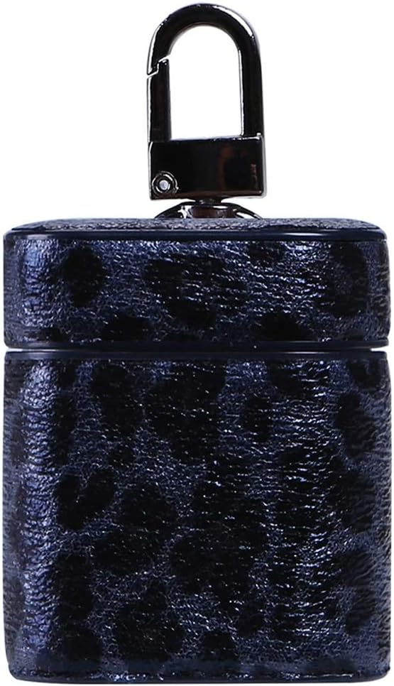 TLF Leopard Print Pattern Wireless Earphones Charging Box Protective Case for Apple AirPods 1/2 (Color : Black Blue)