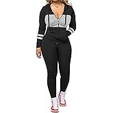 STOLKISS Women 2 Piece Outfits Workout Sets Bodycon Tracksuit Long Sleeve Zip Up Hoodie Jacket Jogger Matching Sweat Pant Set