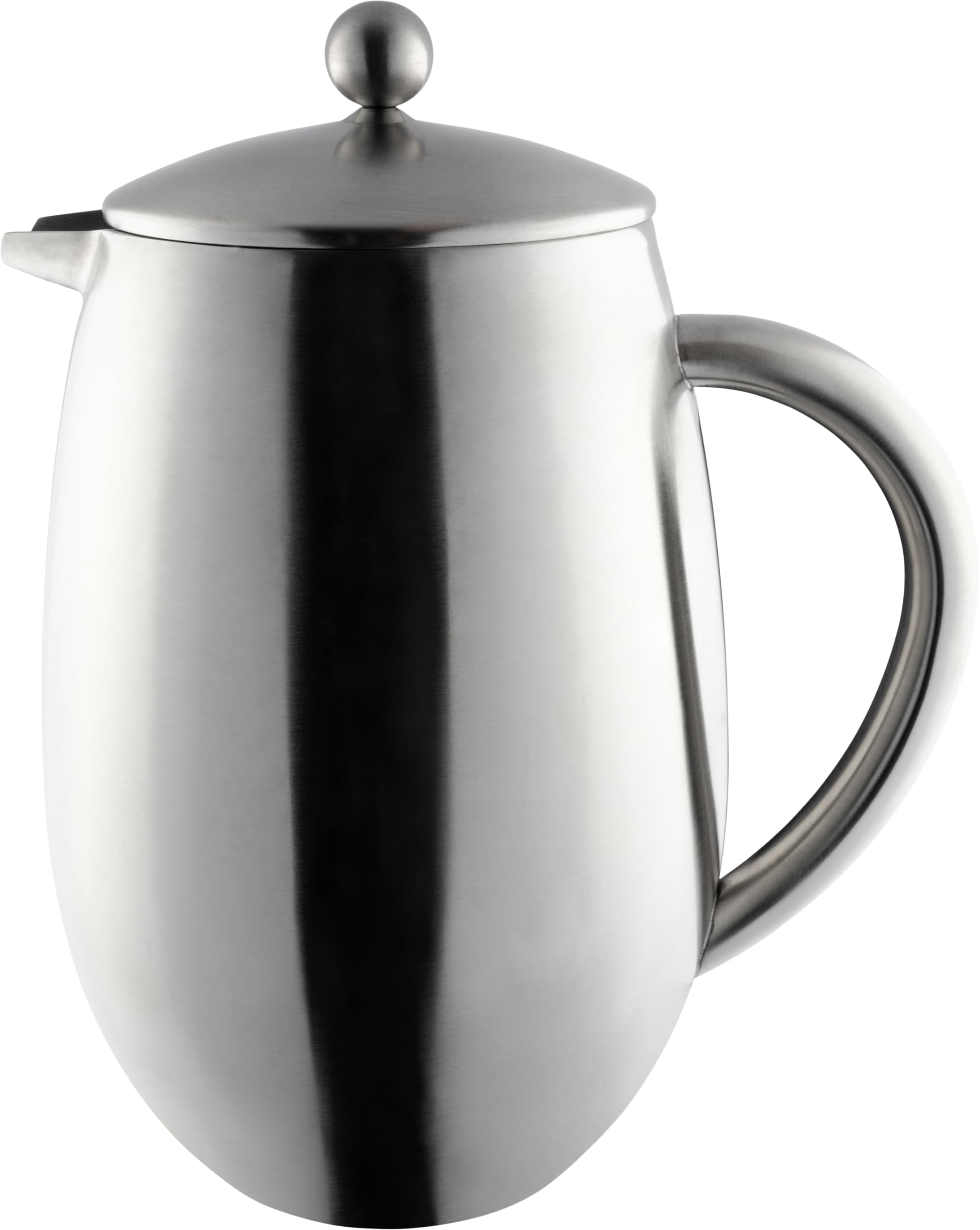 Café Olé BFD Cafetière, 18/10 stainless steel double wall body and mesh filter, Satin finish, 800ml (6 espresso cups or 3 mugs)