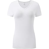 OThread & Co. Women's Short Sleeve T-Shirt Comfy V-Neck Shirts Basic Stretch Layer