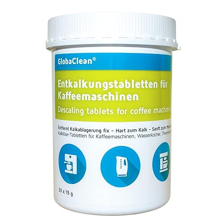 GlobaClean® Entkalkungstabletten für Kaffeevollautomat, Kaffeemaschine, Wasserkocher 30 Entkalker-Tabs kompatibel mit Siemens