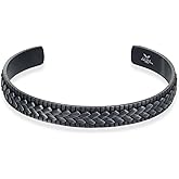 Metro Jewelry Stainless Steel Cuff Bangle Bracelet for Men - 8.5 Inches Long 9 mm Wide