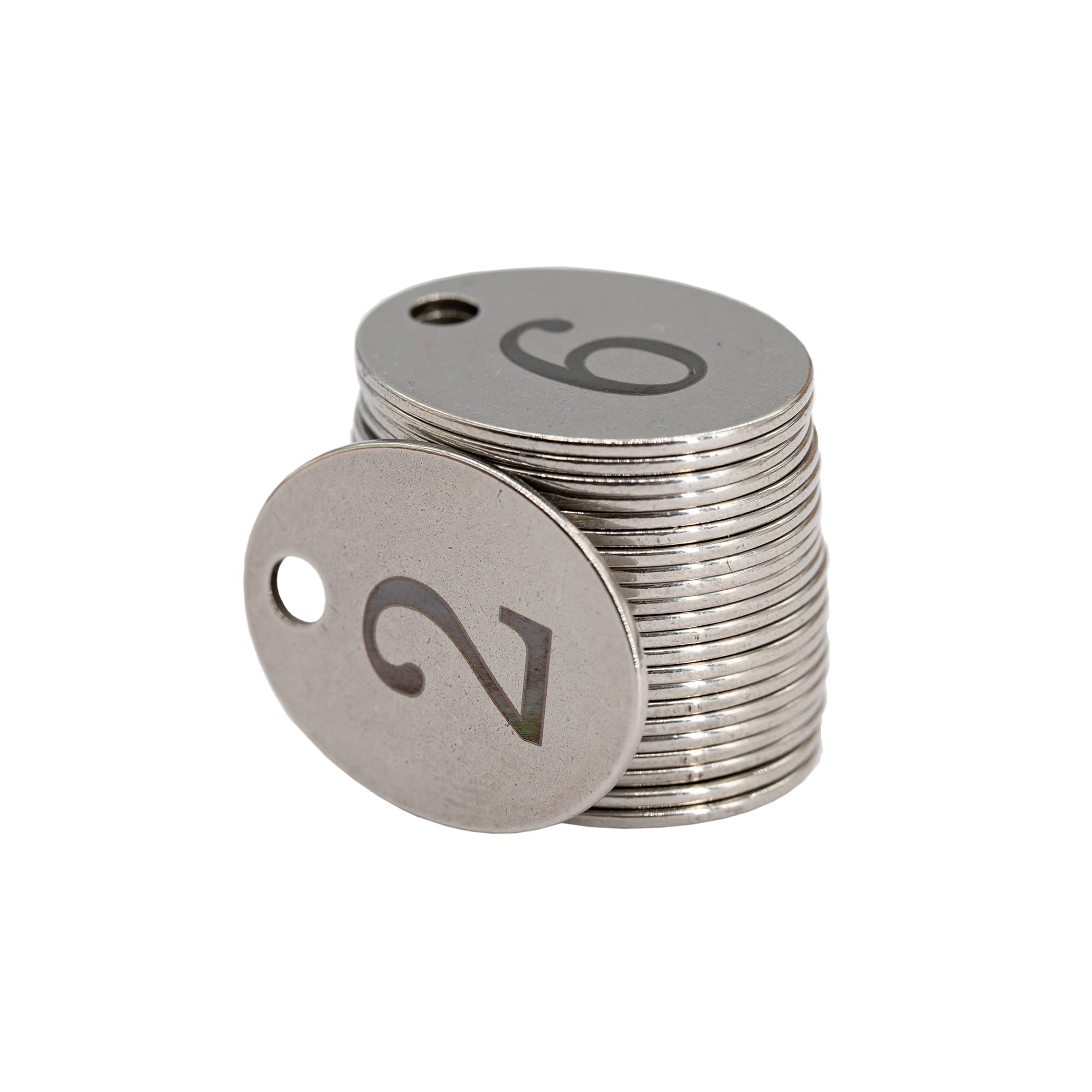 Oval Stainless Steel Number Tags Key Tags with Key Rings (1-10)