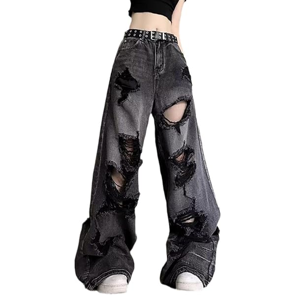 HACODAN Denim Parachute Pants Cargo Pants for Women Baggy
