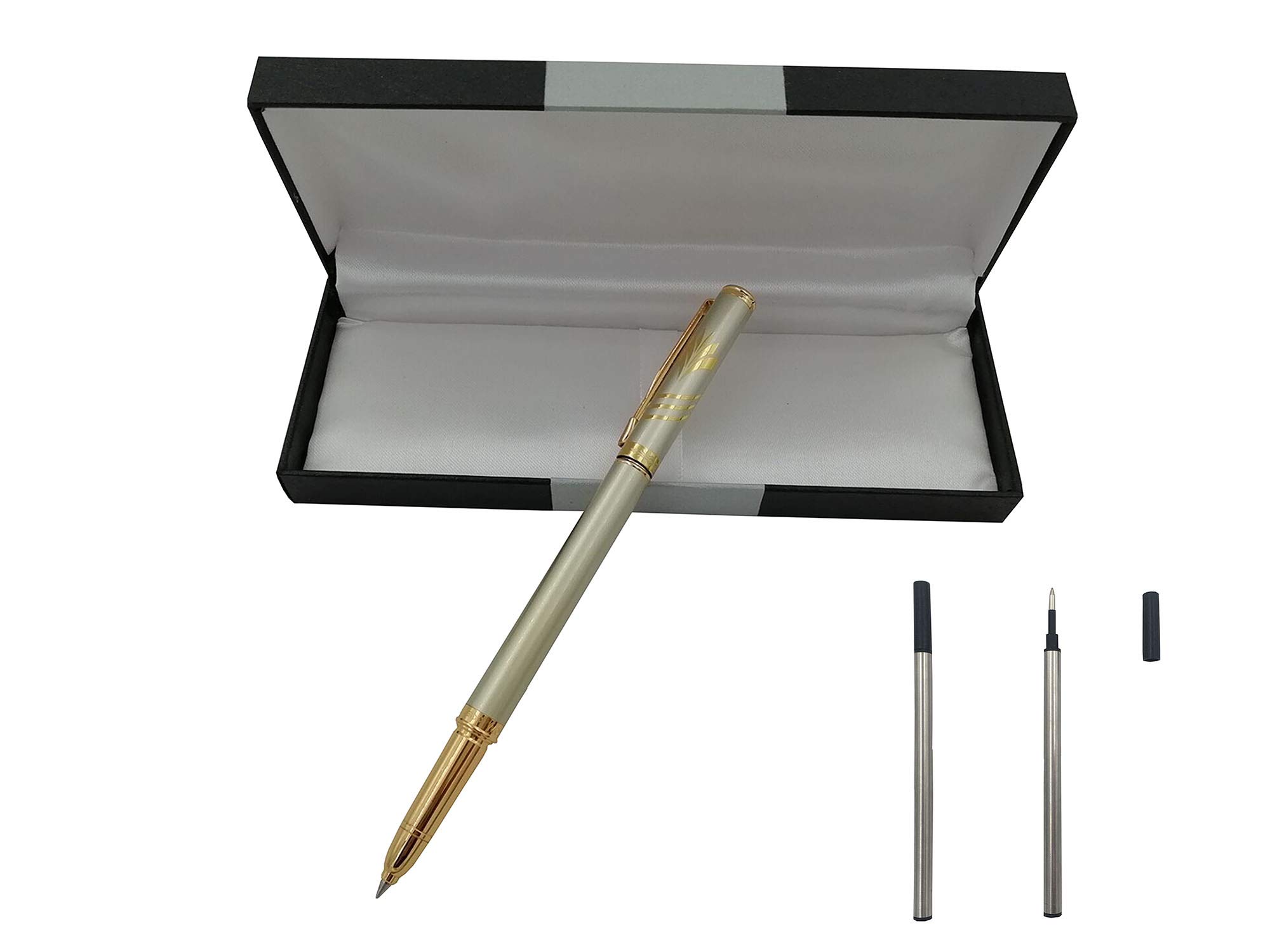 Accod Fashion Rollerball Pen Metal Ballpoint Pen Signature Pen with Two Replaceable Refills Gift for Family and Friend-Gift Box (G)
