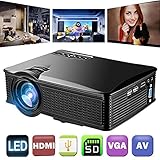 1500 Lumens Video Projector 1080P HD, Weton LCD Mini Movie Projector Portable Multimedia Home Theater Projector for iphone/Andriod Smartphones Support HDMI AV VGA USB SD for Home Cinema TV Laptop