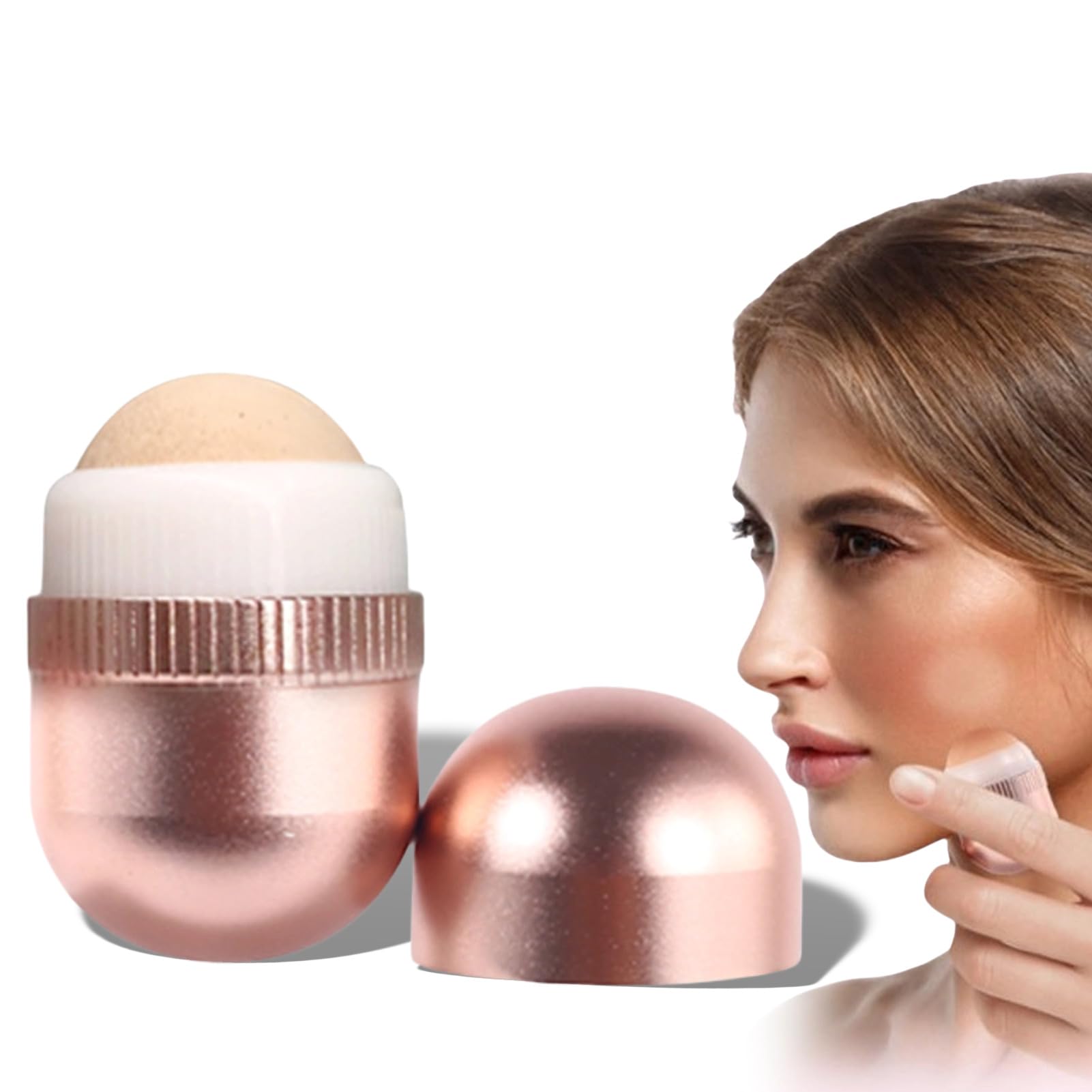 Oil Absorbing Roller, Reusable Washable Mini Facial Massage Volcanic Stone Oil Absorbing Roller Face Oil Control Roller for Oily Skin, Absorb Excess Oil (Pink)